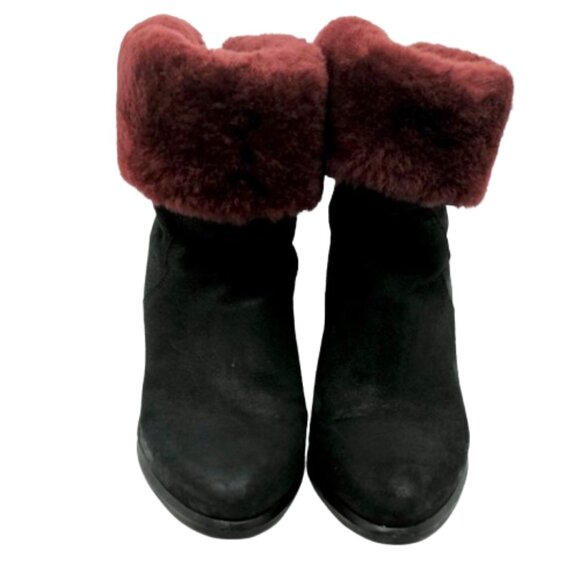 UGG~Layna Shearling Lined Foldable Cuff Black Nubuck Heel Boot Shoes IOB SIZE 8 - Picture 8 of 8